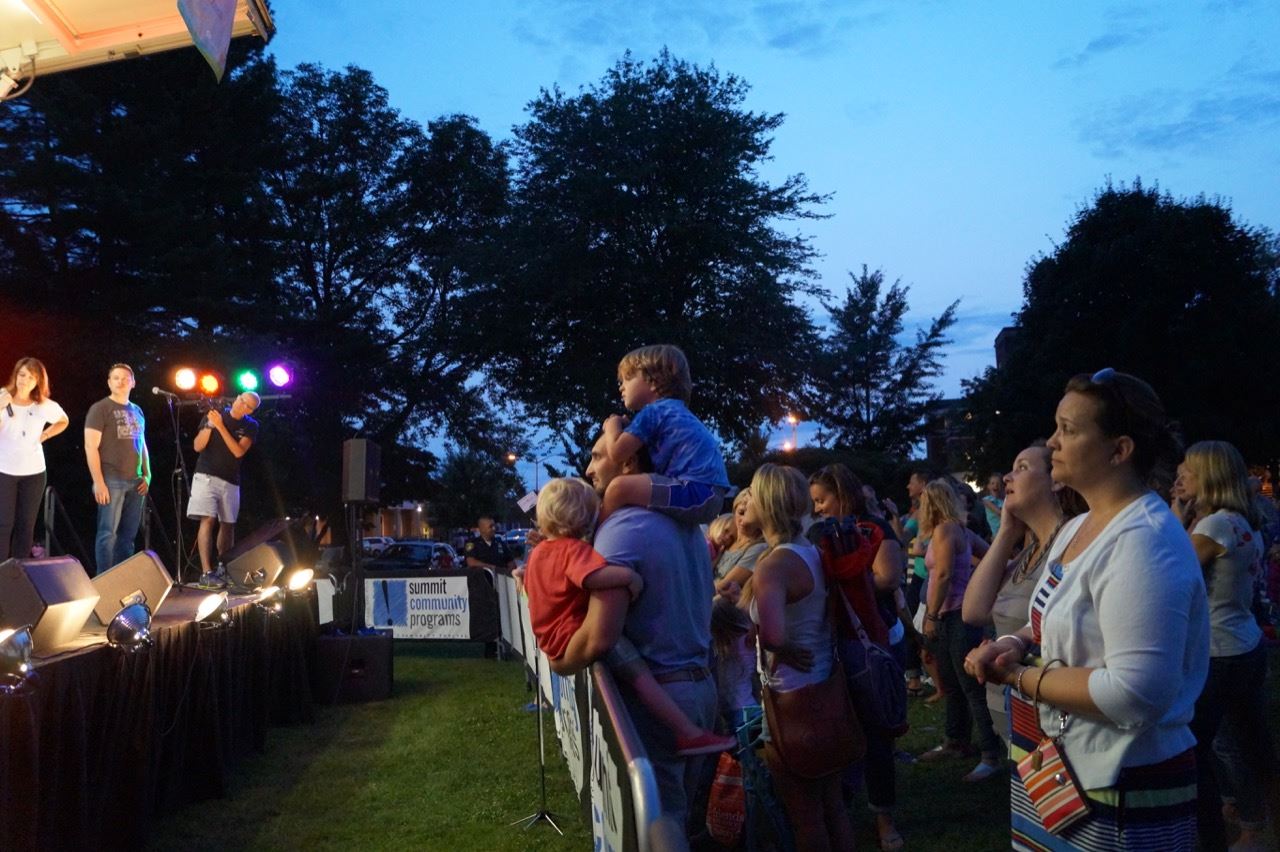 The crowd watches the band at the Brian Kirk and the Jirks - Hot Summer Nights event.